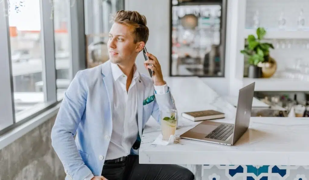 gemini sun libra moon man talking on the phone