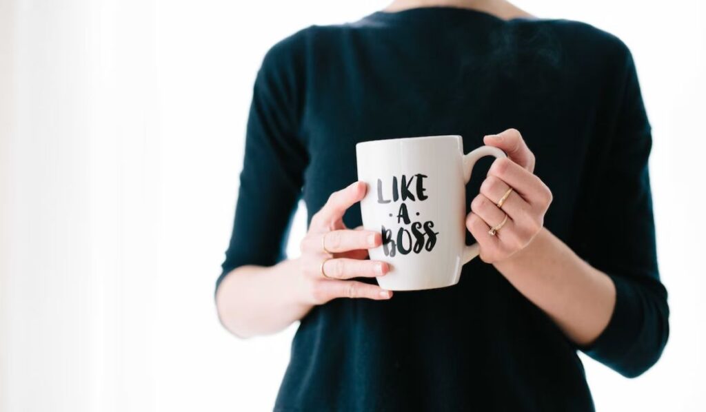 sagittarius woman with her favorite coffee mug