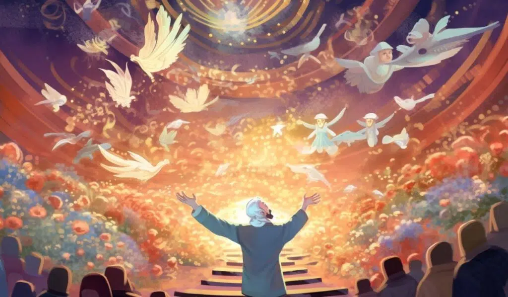infj leo man with angels illustration