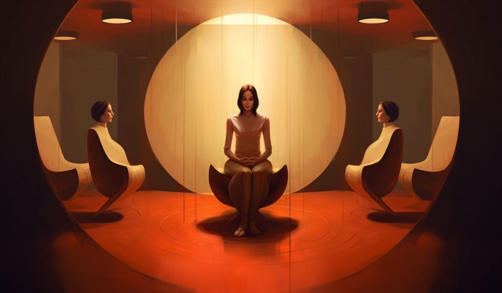 infj libra woman sitting on a chair illustration