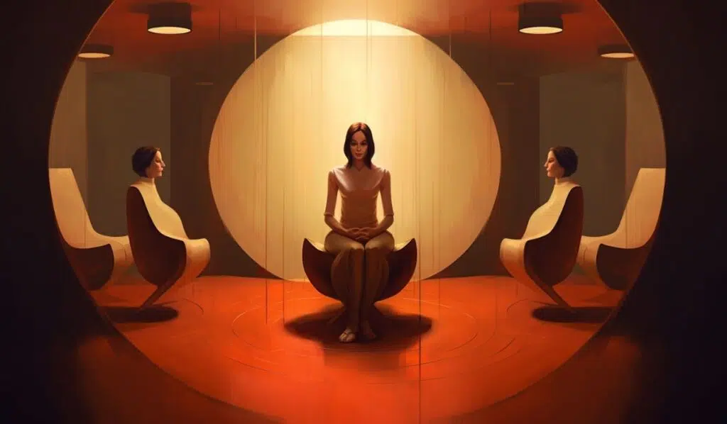 infj libra woman sitting on a chair illustration
