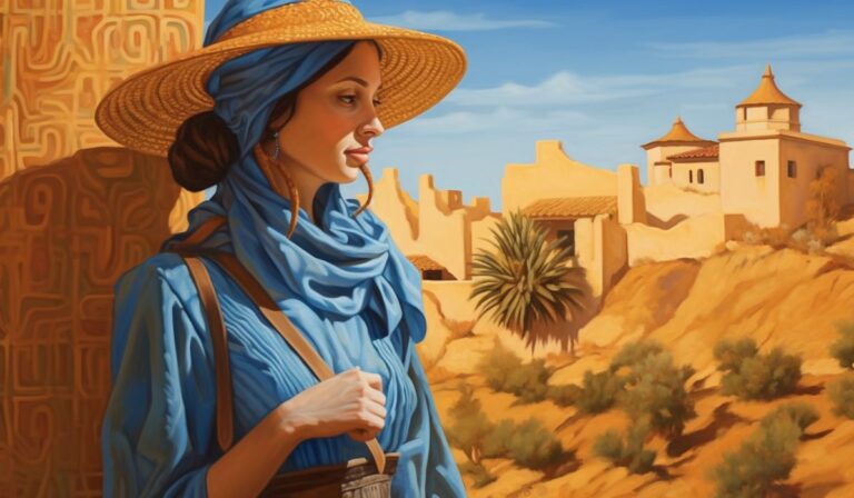 infj sagittarius woman at a historic site illustration