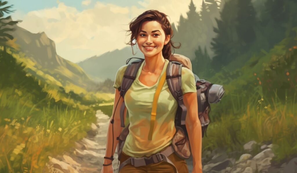 infj taurus woman going for a hike illustration