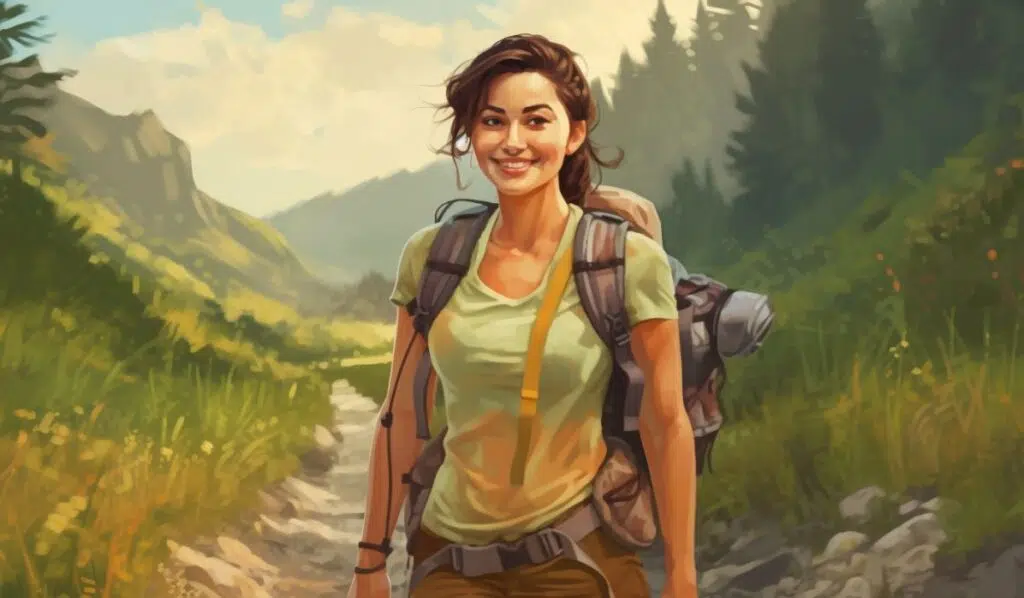 infj taurus woman going for a hike illustration