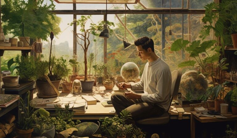 infj virgo man taking care of his plants illustration