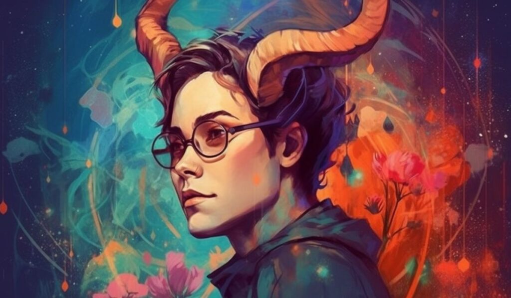 infp capricorn man with horns illustration