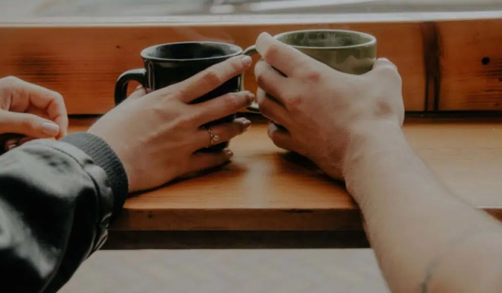 mars sextile north node couple drinking coffee