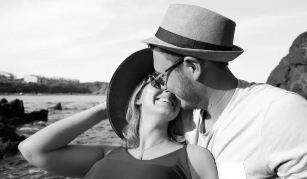 north node conjunct south node couple about to kiss