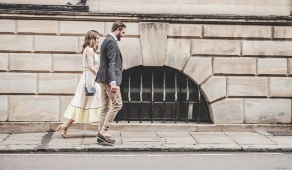 north node trine north node couple walking on the street