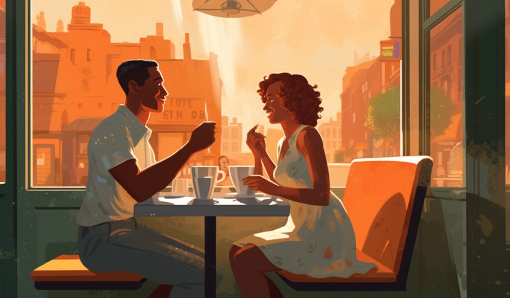 sun-conjunct-mercury-synsastry-couple-having-breakfast