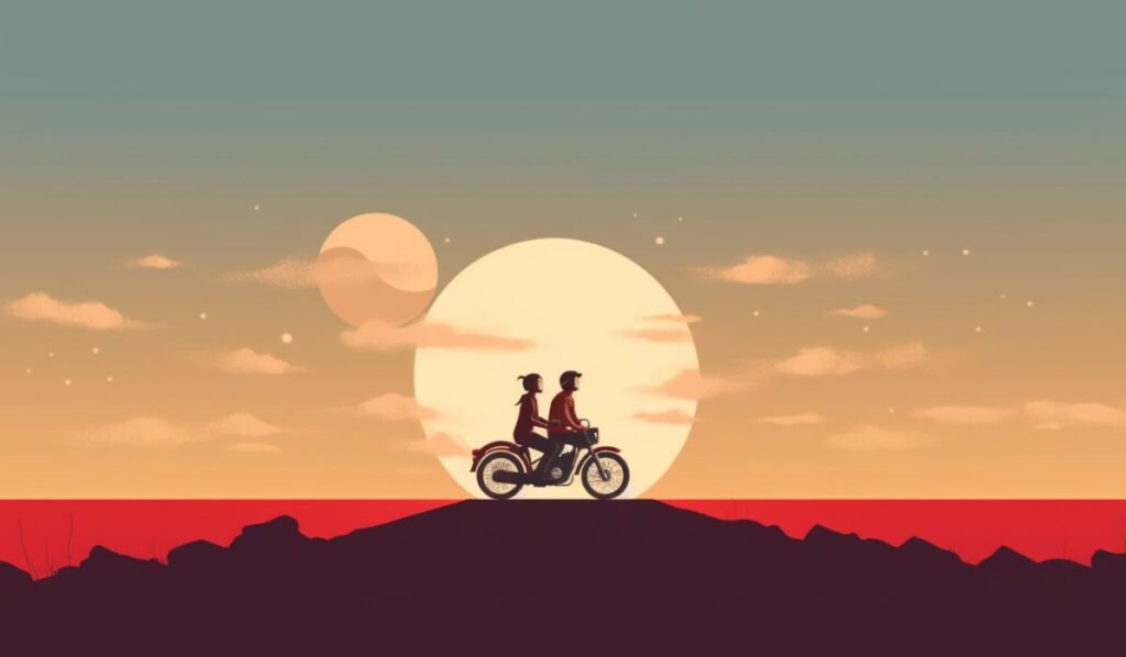 sun-conjunct-south-node-couple-riding-bikes