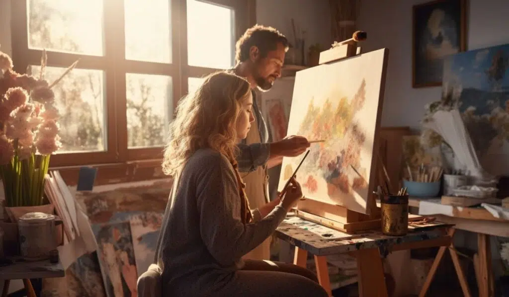 sun-conjunct-venus-couple-painting
