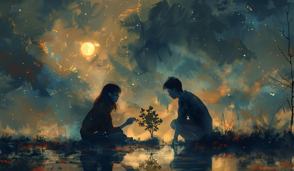 sun-conjunct-chiron-couple-illustration