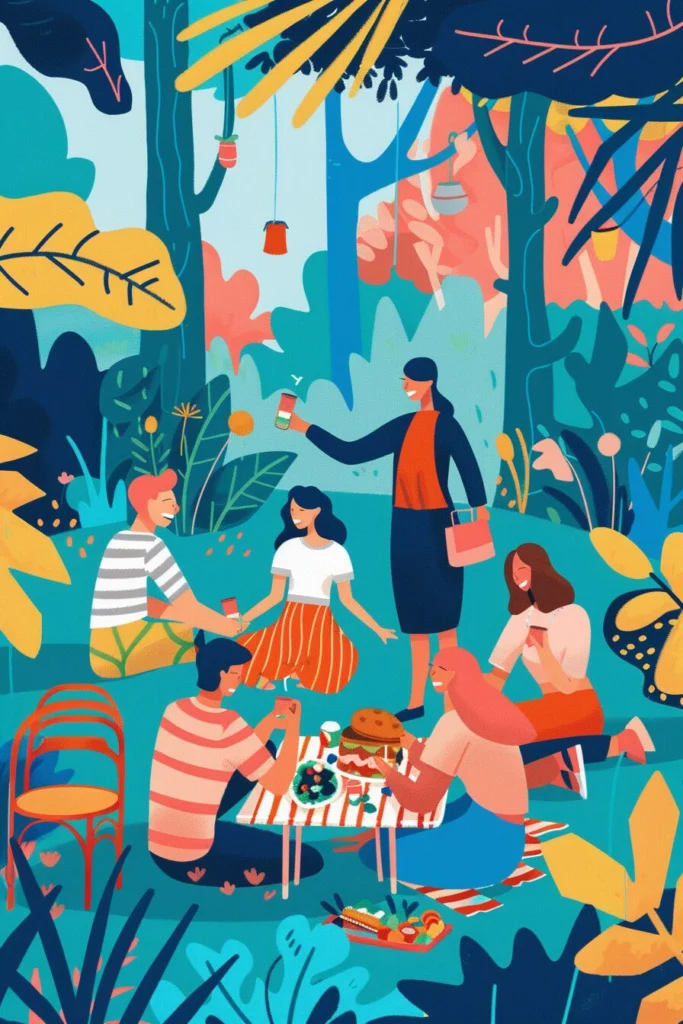 A_vibrant_scene_of_a_group_of_friends