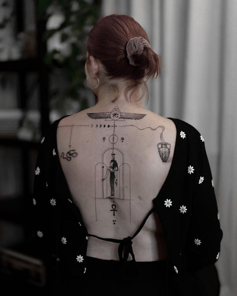 egyptian-themed-back-tattoo