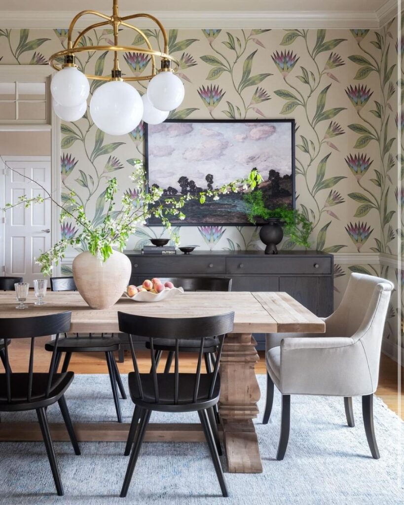 modern-elegant-dining-room-floral-wallpaper