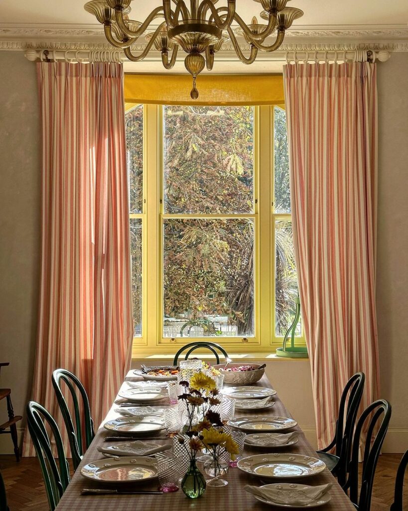 sunny-dining-room-striped-curtains-vintage-charm