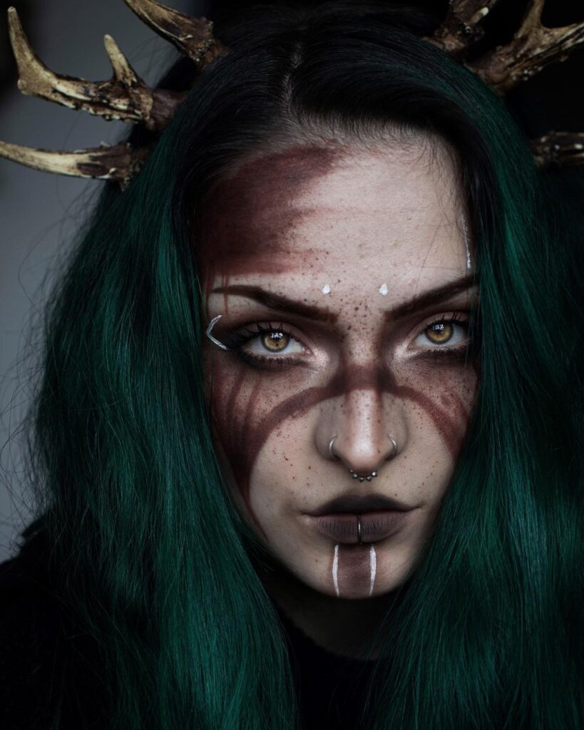 ritual-witch-makeup-tribal-face-paint-antlers