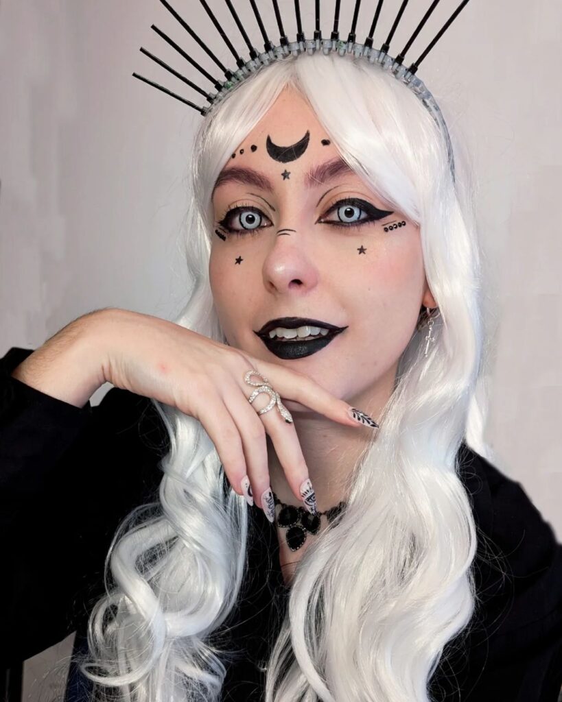 celestial-witch-makeup-crescent-moon-stars-black-lipstick