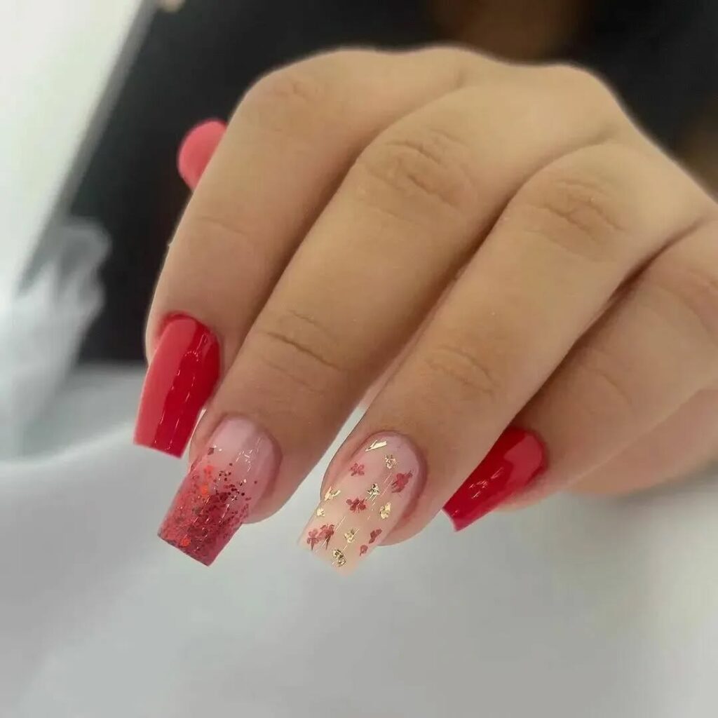 Red-Glitter-Floral-Nail-Design