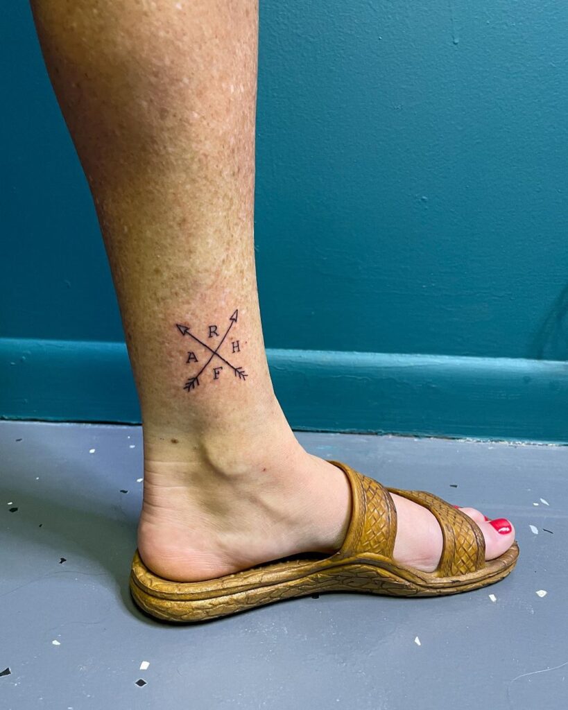 arrow-initials-ankle-tattoo