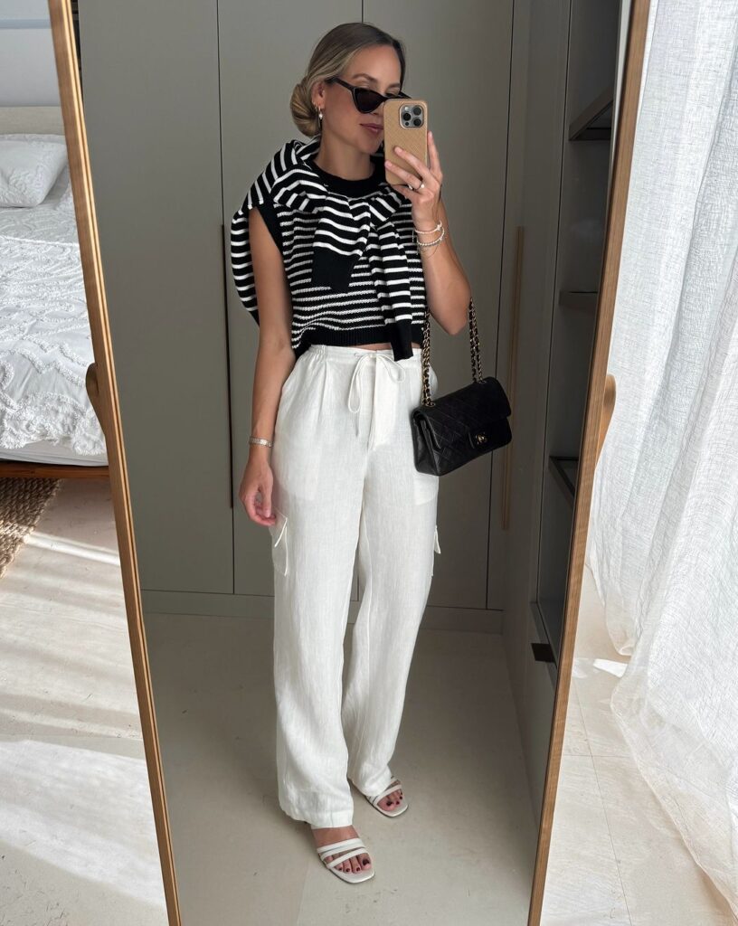 black-and-white-striped-sweater-and-linen-pants