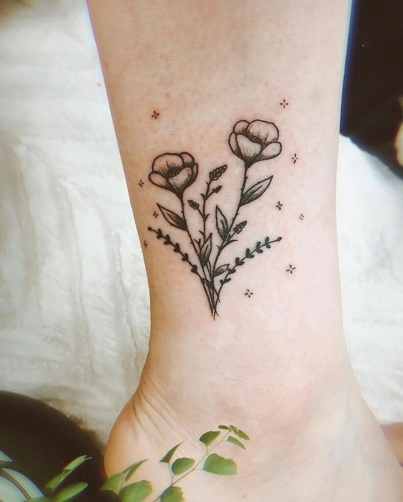 delicate-floral-ankle-tattoo