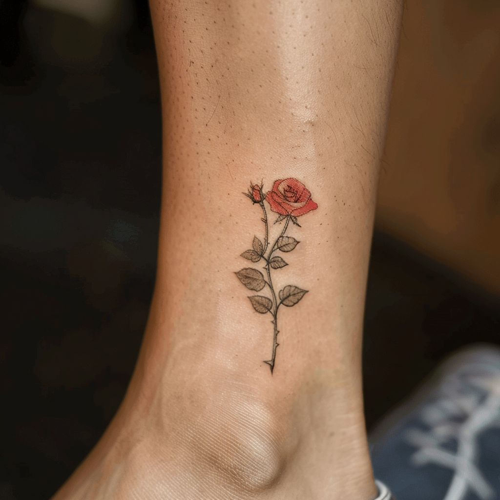 delicate-rose-ankle-tattoo