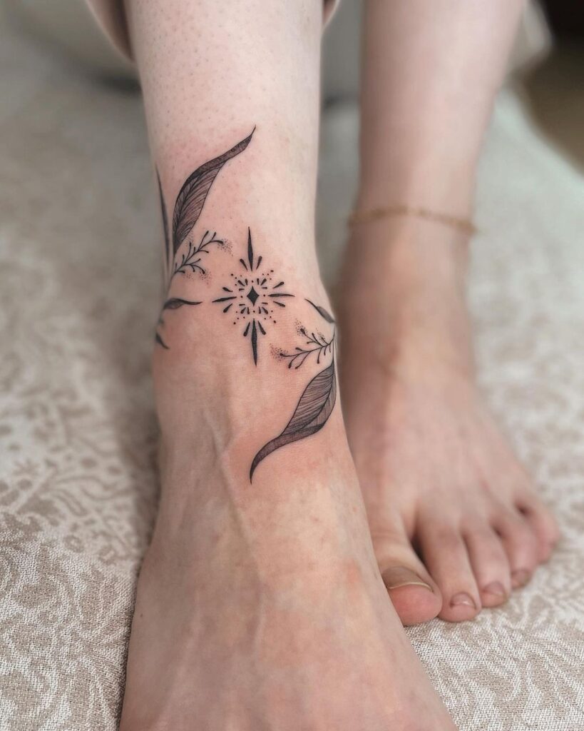 elegant-floral-ankle-tattoo