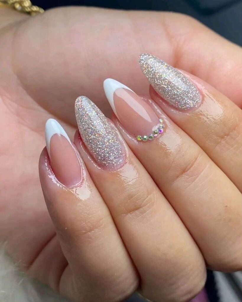 french-glitter-rhinestone-nail-design