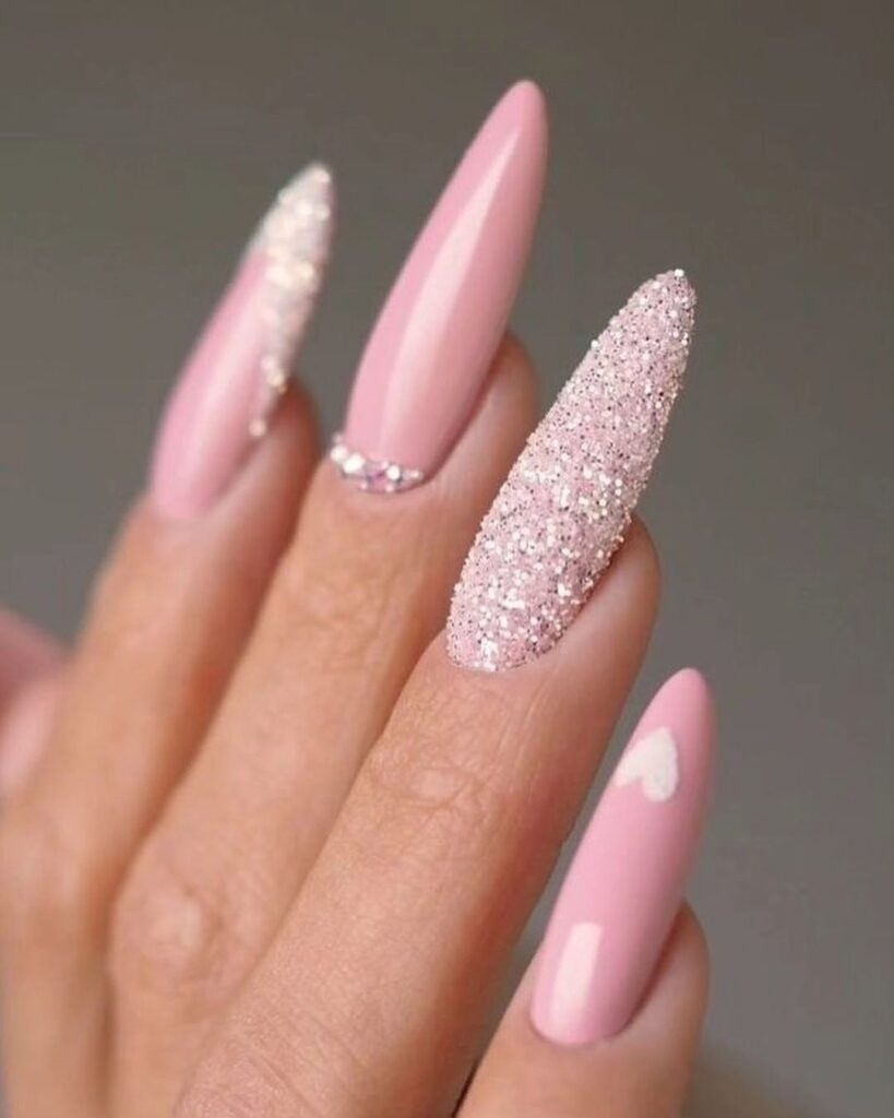 pink-textured-glitter-nail-design