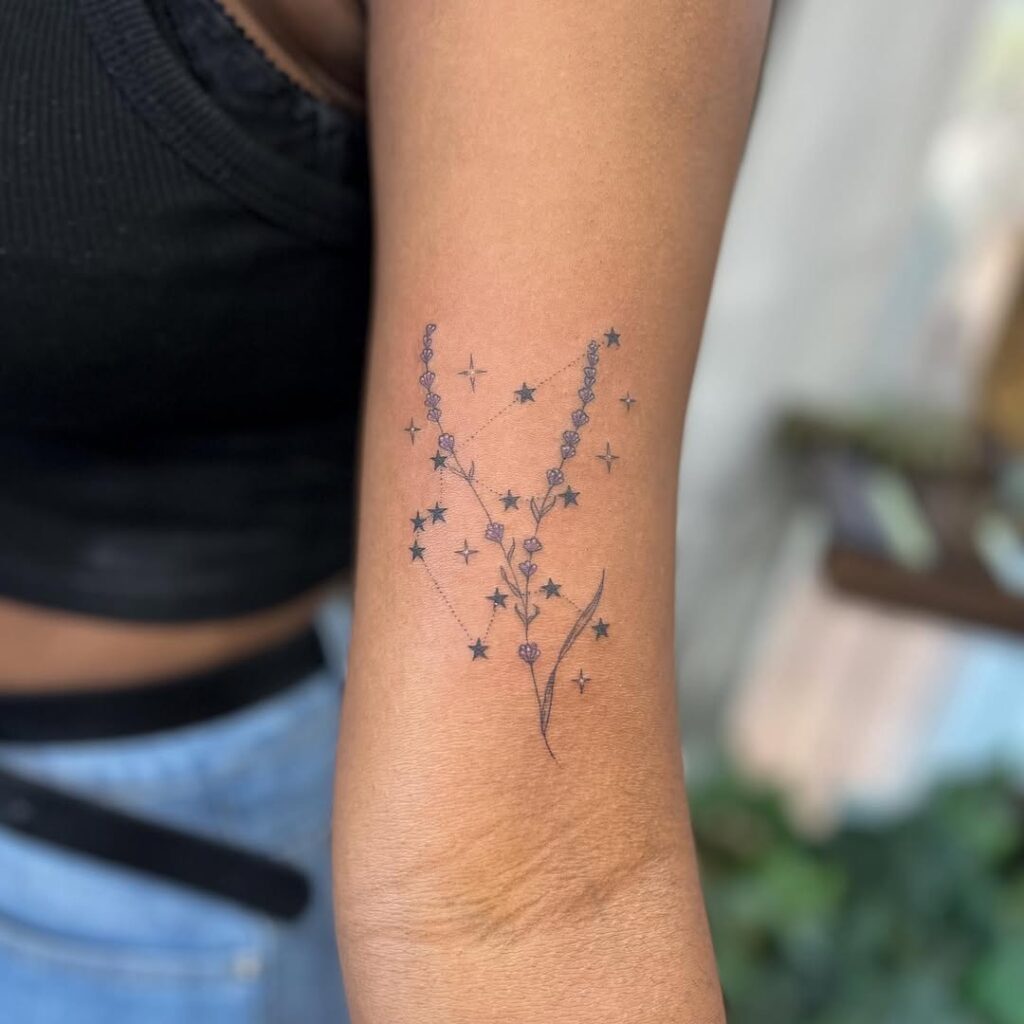 aquarius-floral-constellation-tattoo-arm