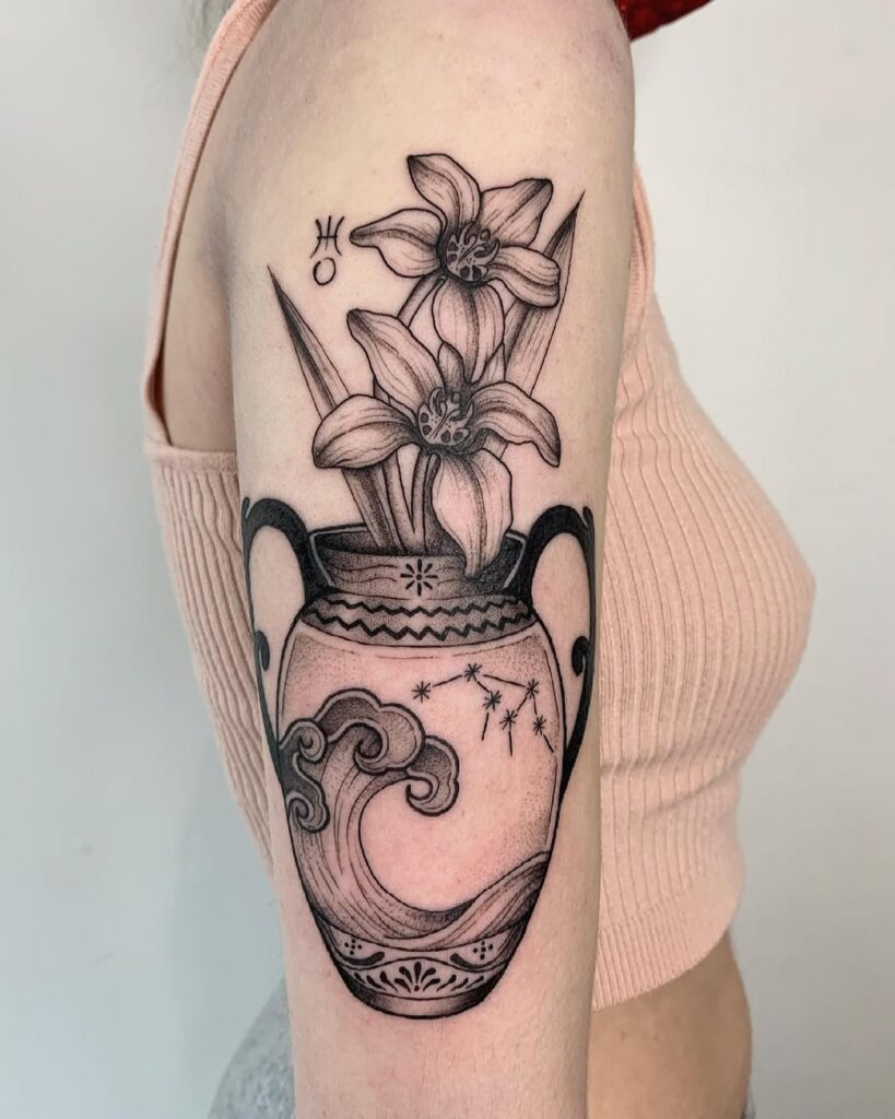 aquarius-floral-vase-tattoo-arm