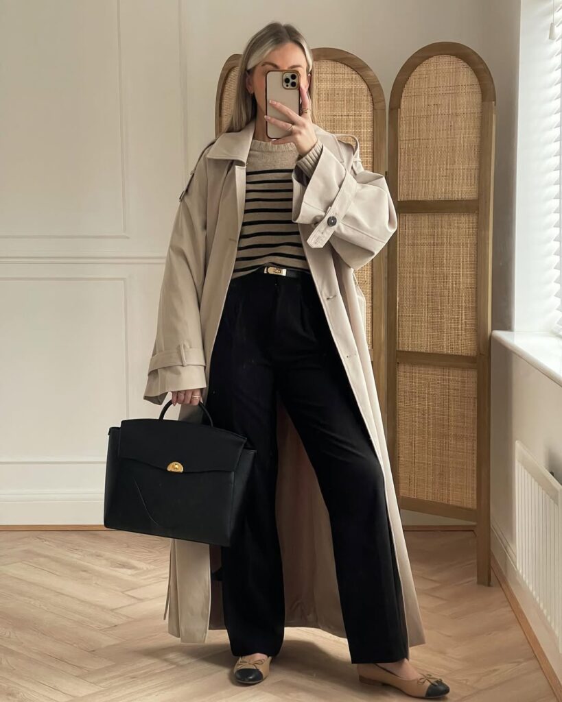 beige-trench-coat-striped-sweater-work-look