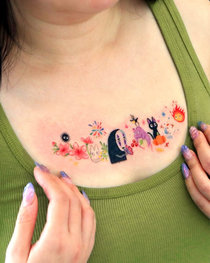 colorful-character-collarbone-tattoo