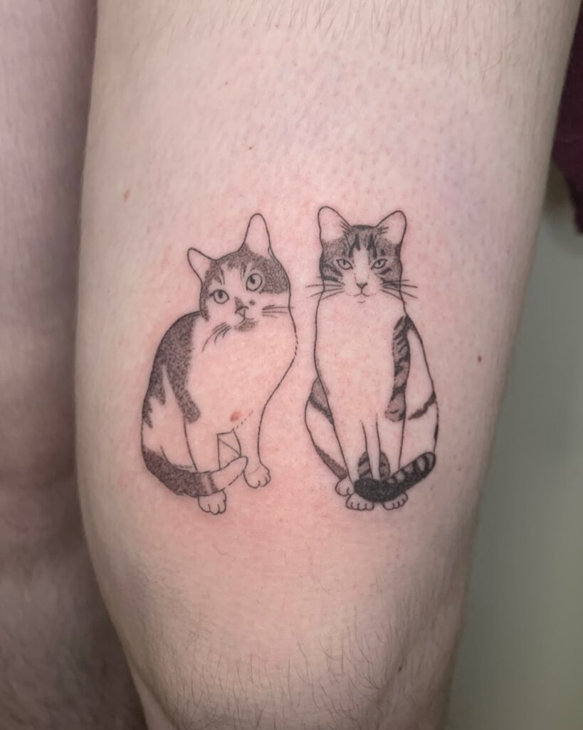 double-cat-portrait-tattoo