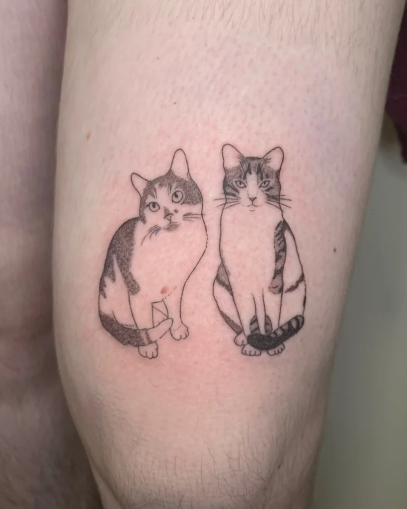 double-cat-portrait-tattoo