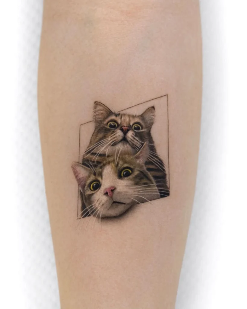 double-cat-realistic-tattoo