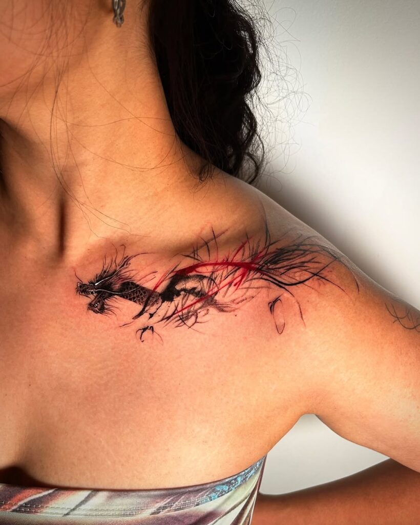 fiery-dragon-collarbone-tattoo