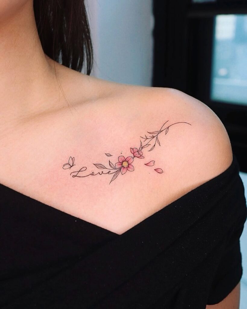 love-floral-collarbone-tattoo