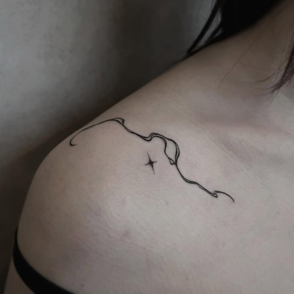 minimalist-starline-collarbone-tattoo