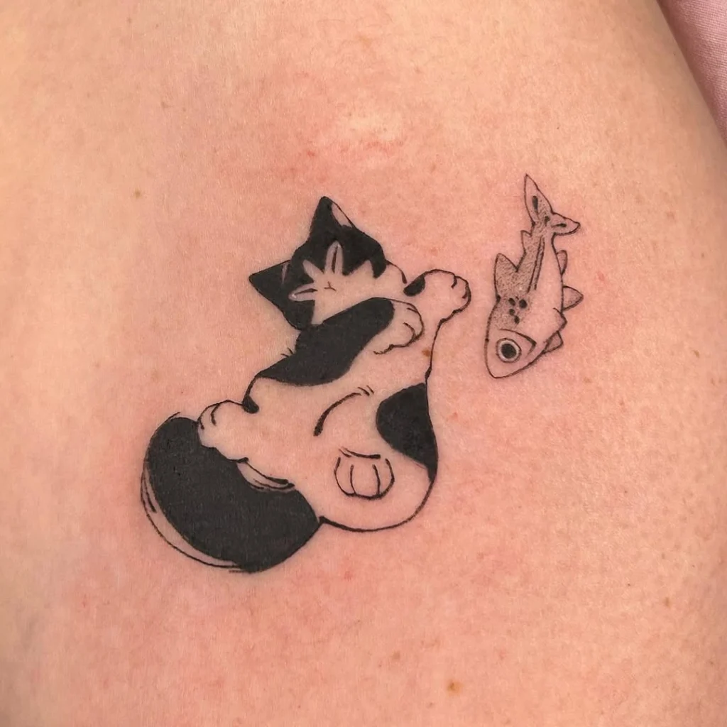 playful-cat-and-fish-tattoo