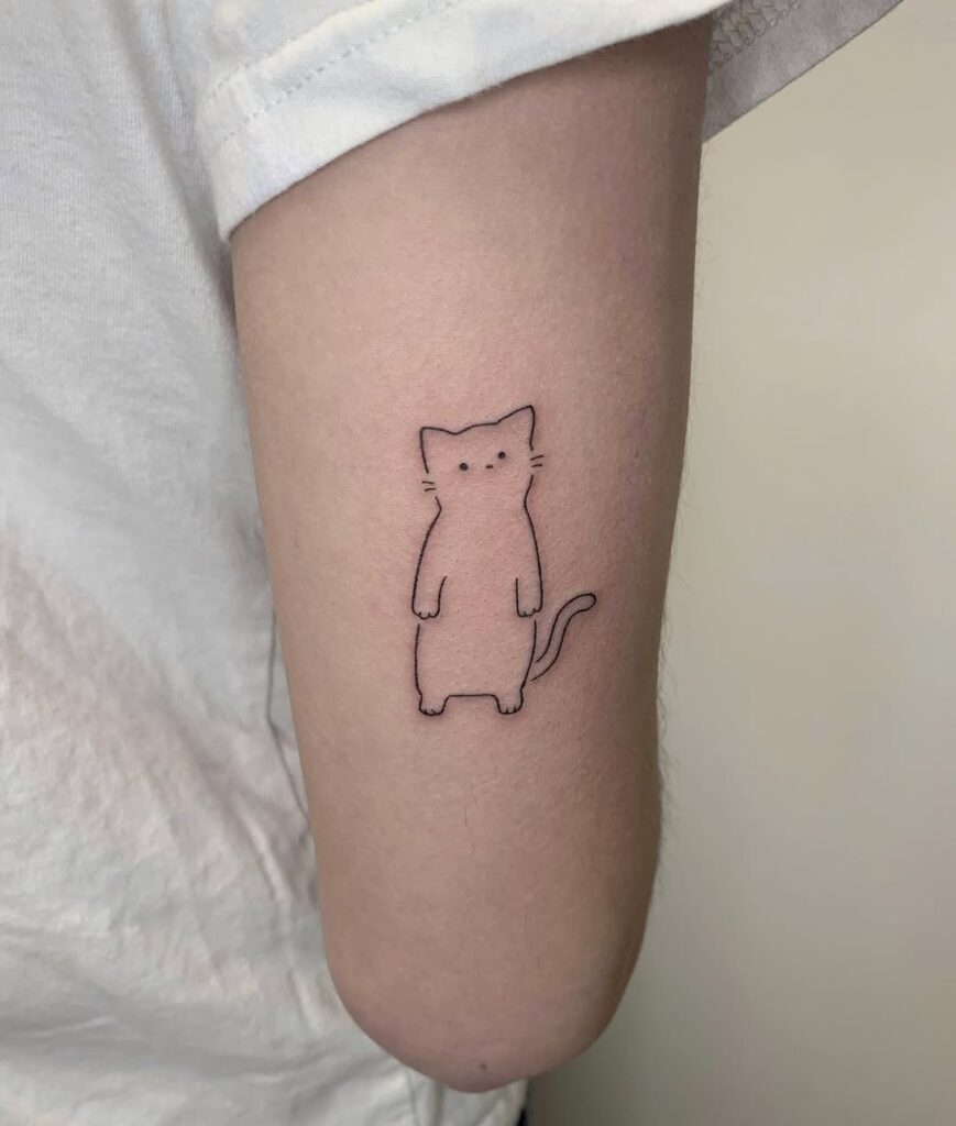 standing-cat-line-tattoo