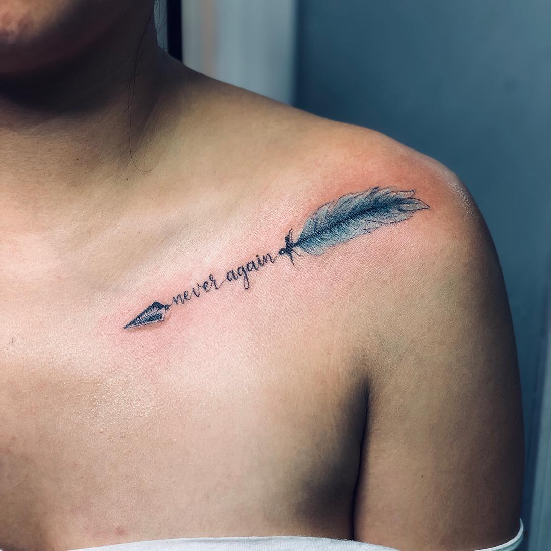 Elegant arrow with feather and meaningful phrase