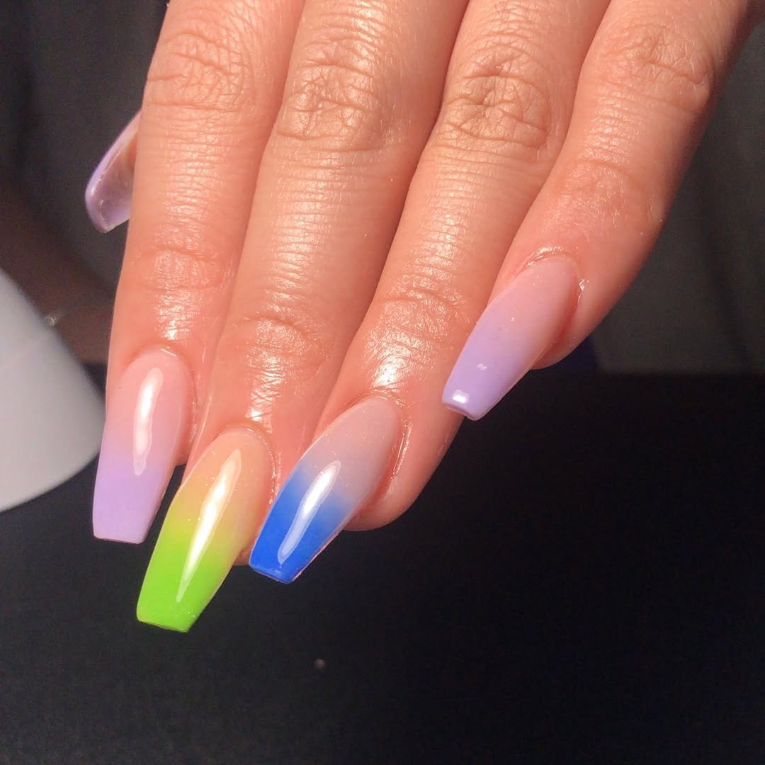 Chic Ballerina Nails with Colorful Tips