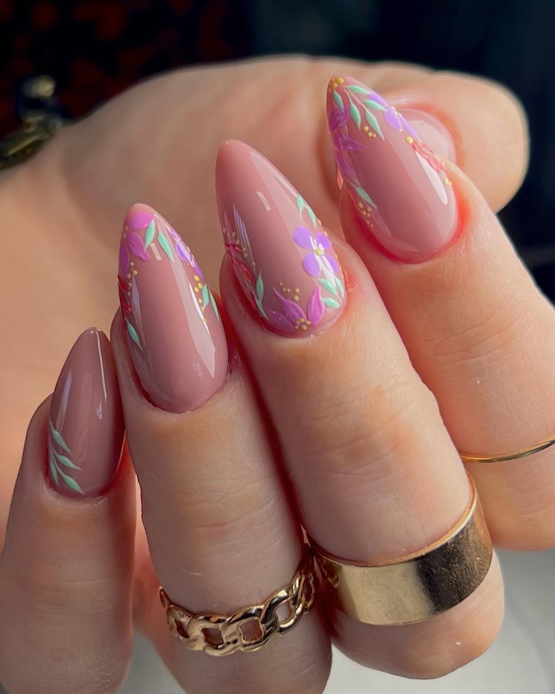 Elegant Floral Ballerina Nails in Soft Pink