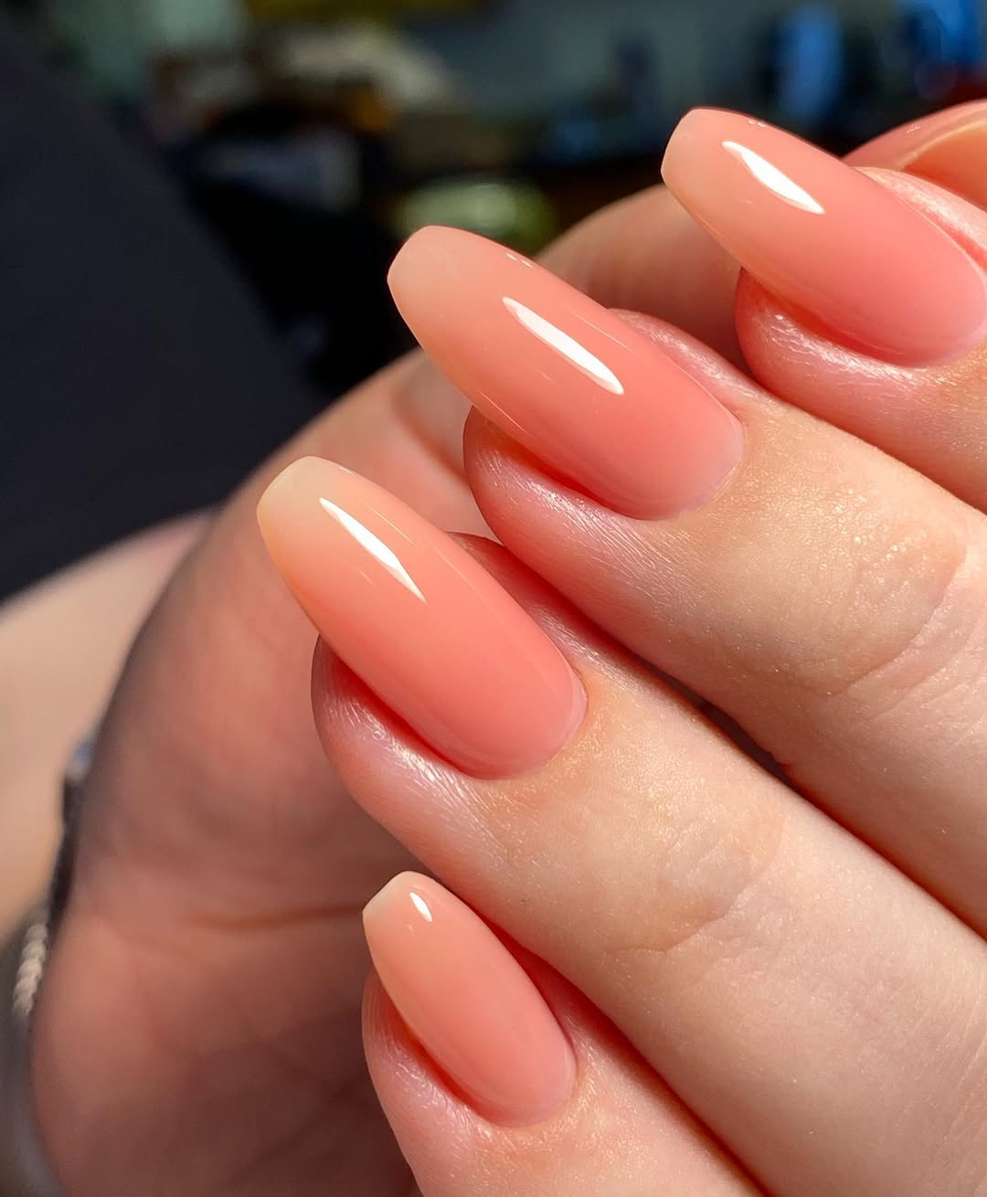 Stylish Peach Ballerina Nail Design Inspiration