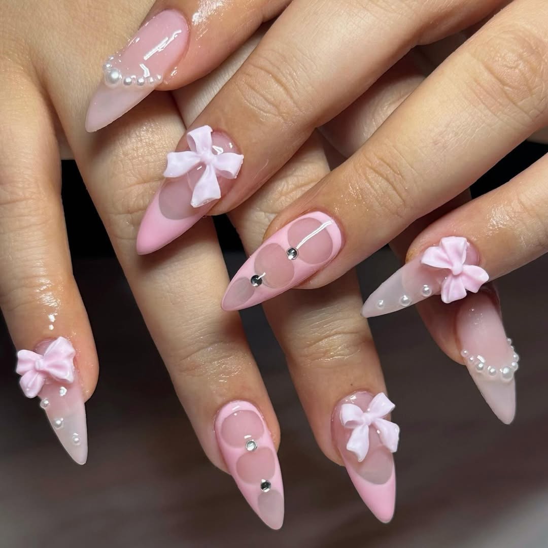 Elegant Ballerina Nails with Pink Accents