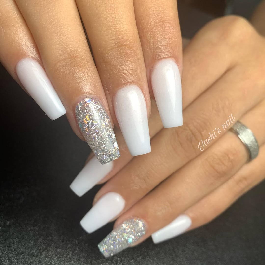 Elegant Ballerina Nails with Sparkling Accent