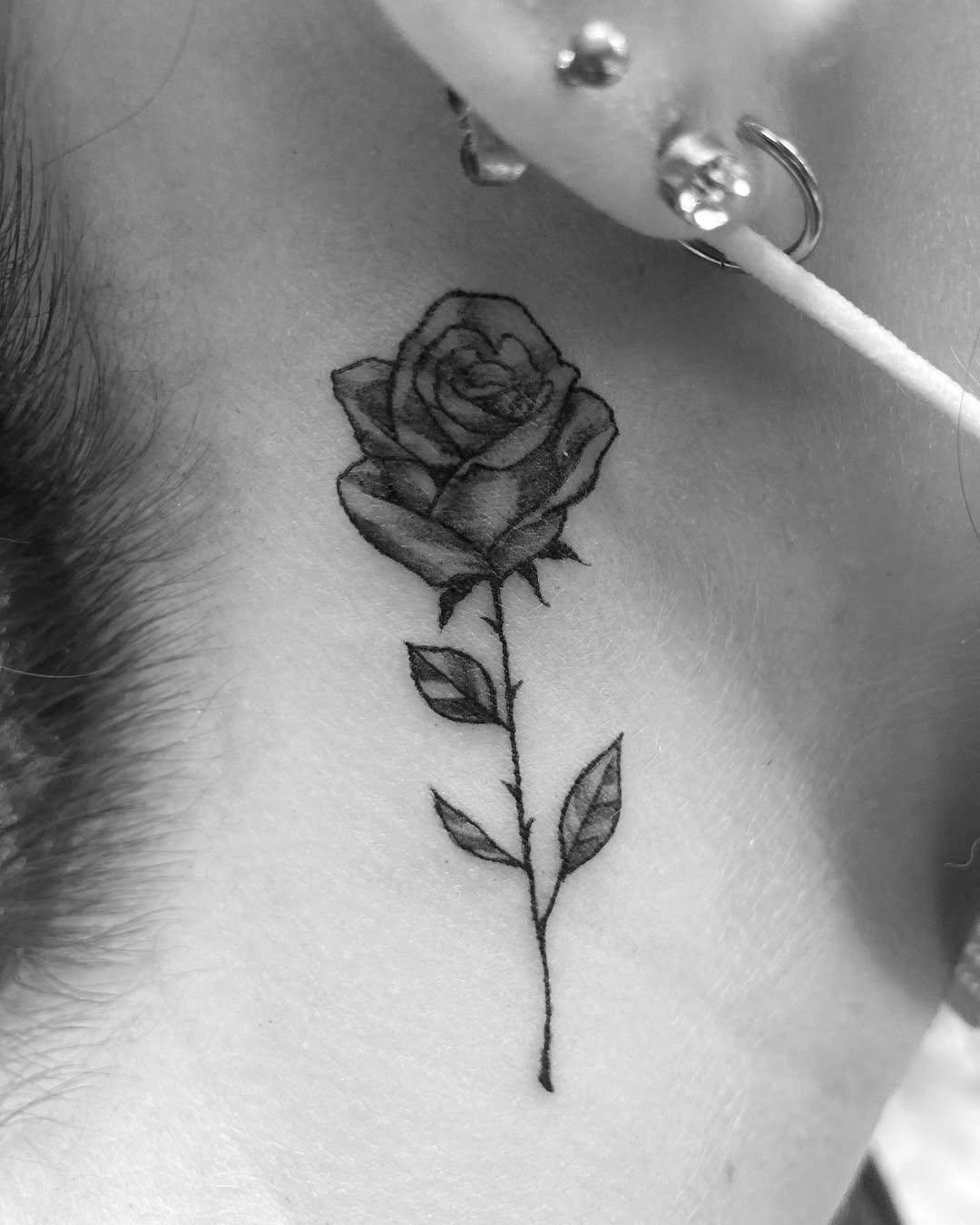 Stunning Black and White Rose Tattoo